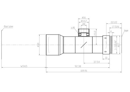 Mechanical Drawing LCM-TELECENTRIC-0.8X-WD65-1.5-CO