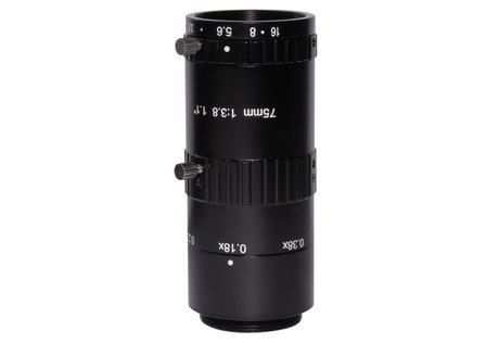 LCM-12MP-75MM-F3.8-1.1-ND1 Macro lens C-mount 12MP 75mm 1&quot;