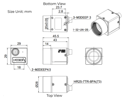 MER2-301-125U3C, IMX252, 2048x1536, 125fps, 1/1.8&quot;, Obturateur Global, CMOS, Couleur