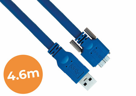 4.6-M&egrave;tres USB3.0 C&acirc;ble, Screw lock, Qualit&eacute; industrielle