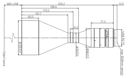 Mechanical Drawing LM58-TELECENTRIC-0.433X-WD208-39-NI