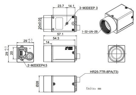 MER2-503-23GC-P, IMX264, 2448x2048, 23fps, 2/3&quot;, Obturateur Global, CMOS, Couleur