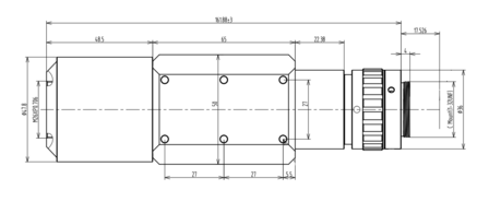 Microscope C-mount lens VA6-LCM-MS-10X-WD15-110-NI Mech drawing