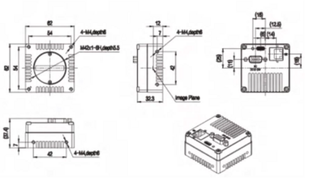 Mechanical drawing for Line scan camera - VALINE-4K2-M42-30GC