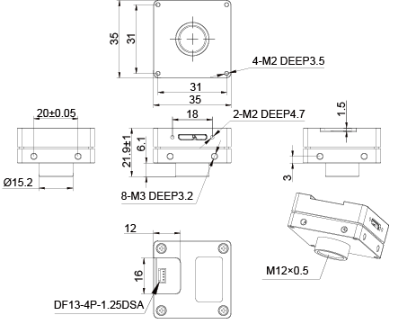 VEN-505-36U3C, IMX335, 2592x1944, 36fps, 1/2.8", Obturateur Rolling, Boardlevel, Couleur