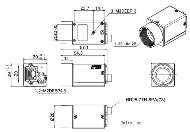 MER2-503-23GC-P, IMX264, 2448x2048, 23fps, 2/3", Obturateur Global, CMOS, Couleur