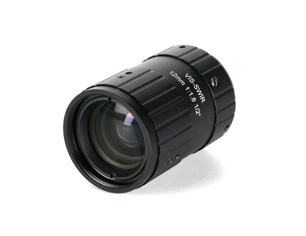 SWIR LENS C-mount 1.3MP 12MM F1.8 for max sensorsize 1/2" NON DISTORTION