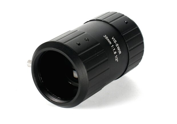 SWIR LENS C-mount 1.3MP 35MM F1.8 for max sensorsize 1/2" NON DISTORTION