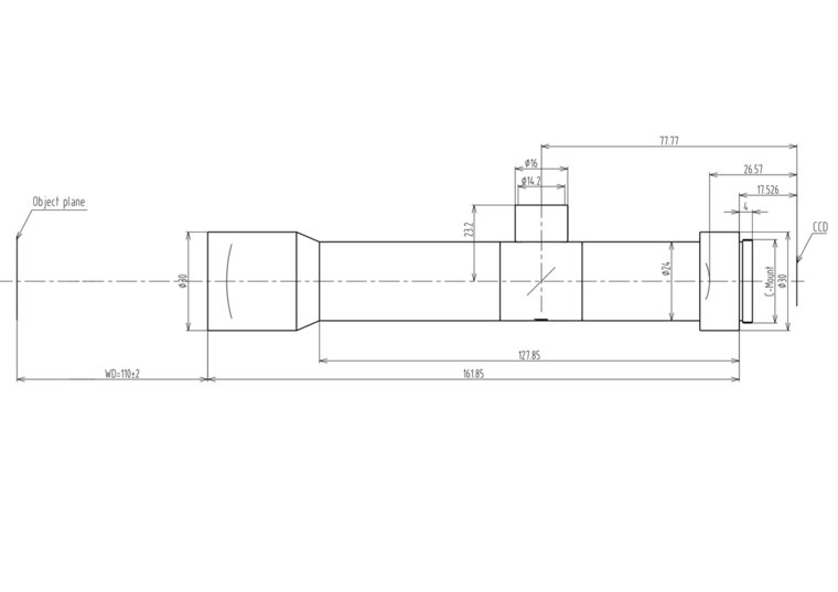 LCM-TELECENTRIC-6X-WD110-1.5-CO, Bi-Objectif Télécentrique C-mount, Magnification 6x, taille du capteur 2/3”