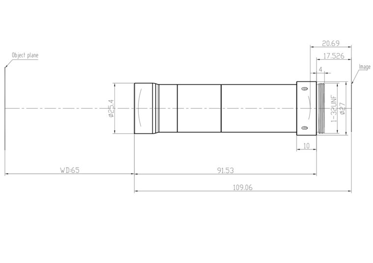 LCM-TELECENTRIC-3X-WD65-1.5-NI, Bi-Objectif Télécentrique C-mount, Magnification 3x, taille du capteur 2/3”