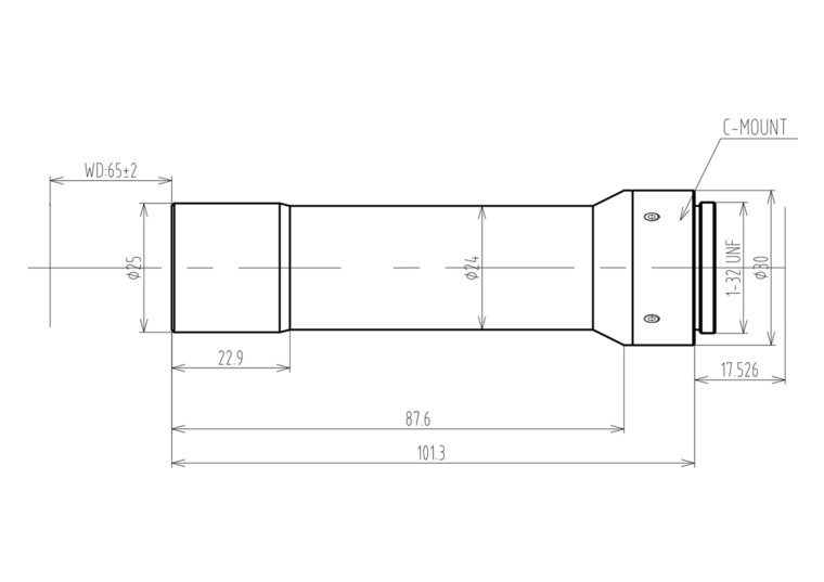 LCM-TELECENTRIC-4X-WD65-1.5-NI, Bi-Objectif Télécentrique C-mount, Magnification 4x, taille du capteur 2/3”