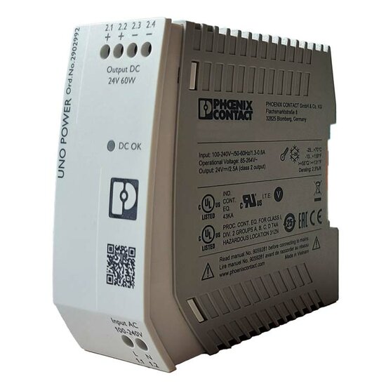 Powersupply 48V/60W, 1.5M power Câble, for DINRAIL Switch or Strobecontroller