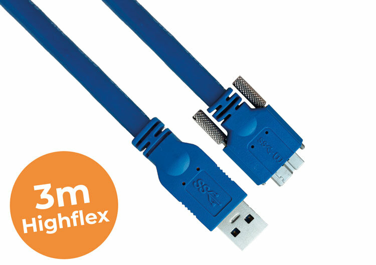 3-Mètres USB3.0 Câble HighFlex, Screw lock, Qualité industrielle, Highflex