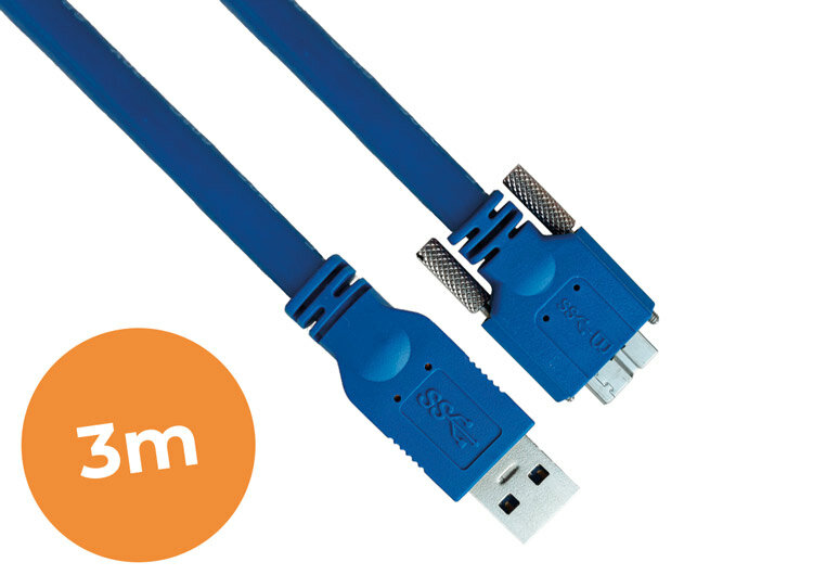 3-Mètres USB3.0 Câble, Qualité industrielle, Screw lock