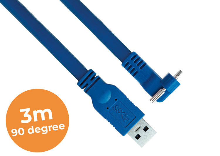 3-Mètres USB3.0 Câble - 90degree, Screw lock, Qualité industrielle, 90degree