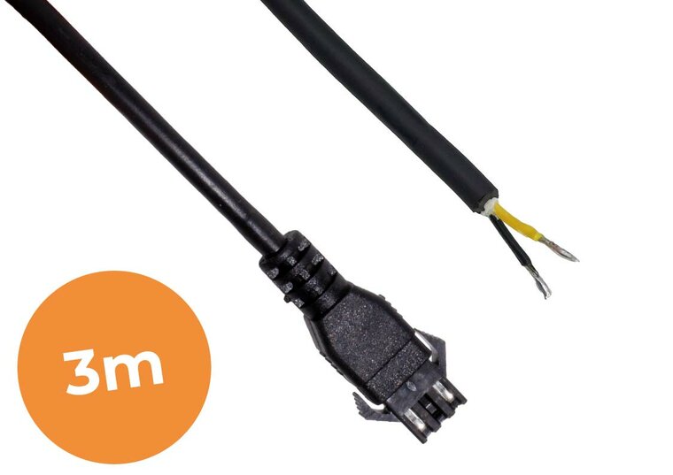 3-Mètres light open end extension Câble, fits 24V light, Qualité industrielle