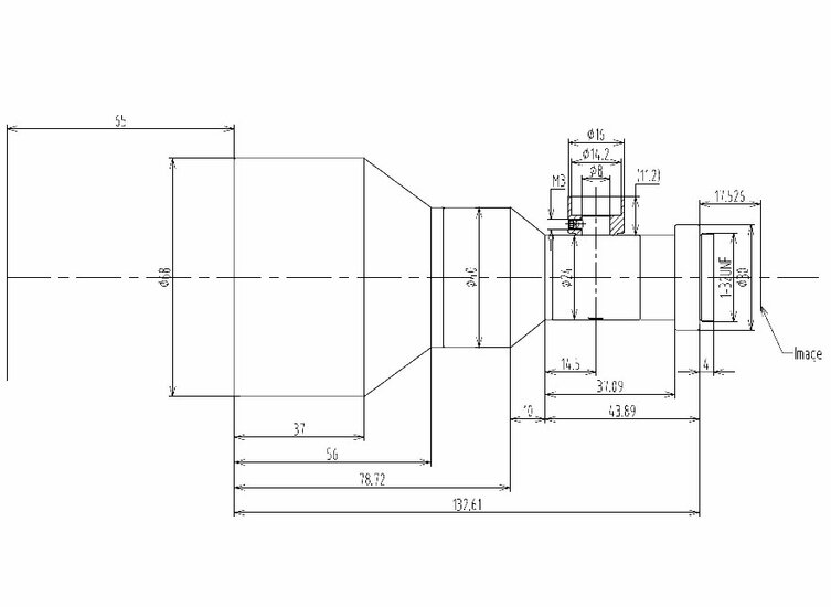 LCM-TELECENTRIC-0.3X-WD65-1.5-CO, Objectif Télécentrique C-mount, magnification 0.3X, taille du capteur 2/3