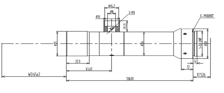 LCM-TELECENTRIC-6X-WD65-1.5-CO, Objectif Télécentrique C-mount, magnification 6X, taille du capteur 2/3